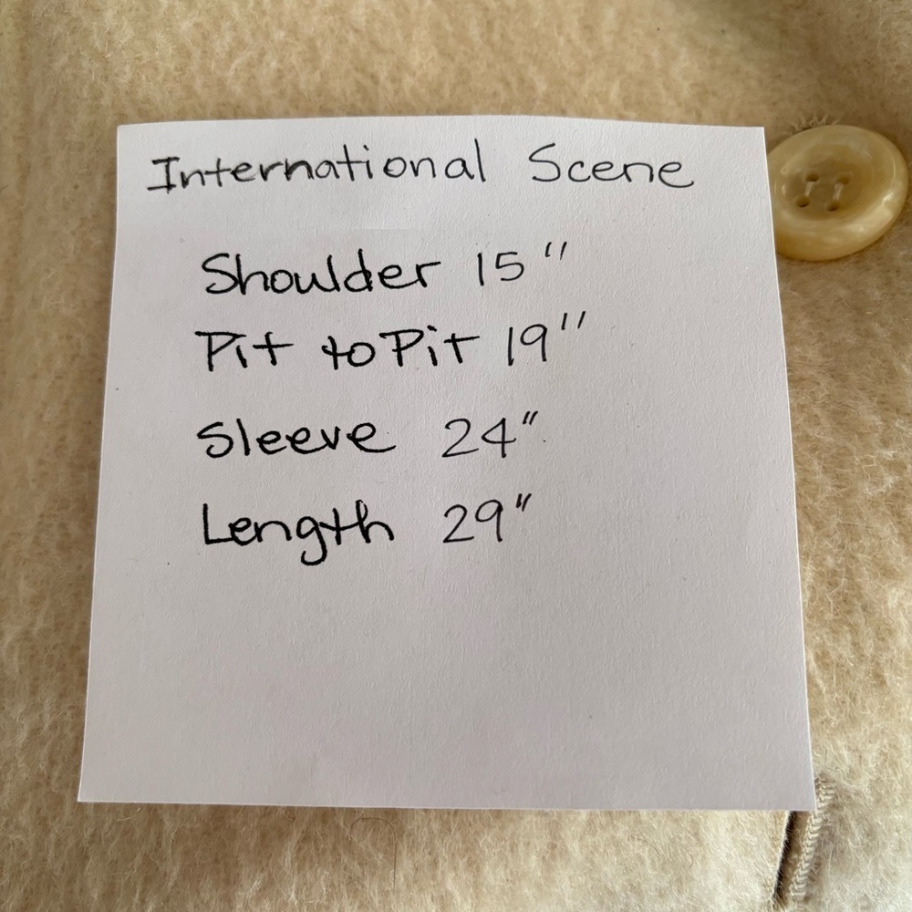 Vintage Wool Women's Coat Cream Color Label: International Scene Size M - Picture 13 of 13